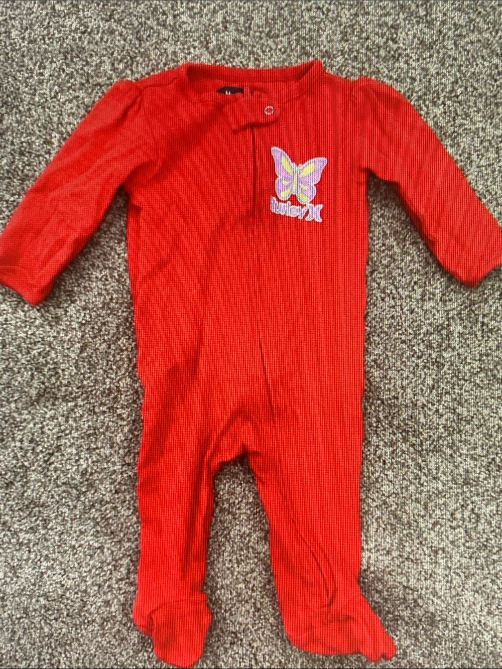 Hurley Red Footed One-Piece with Butterfly Applique